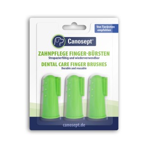 Canosept Finger-Bürsten für Hunde zur Zahnpflege, 3er-Pack, Grün.