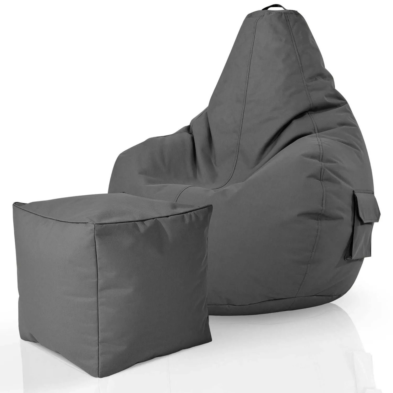 Green Bean Sitzhocker 2er Set Cozy + Cube 70 x 80 x 90 cm Wetterfest Grau