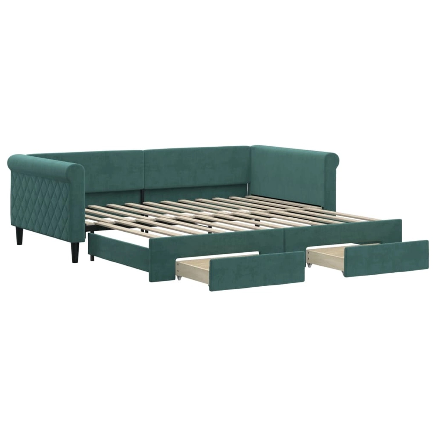 vidaXL Tagesbett Ausziehbar mit Schubladen Dunkelgrün 100x200 cm Samt 31978 günstig online kaufen