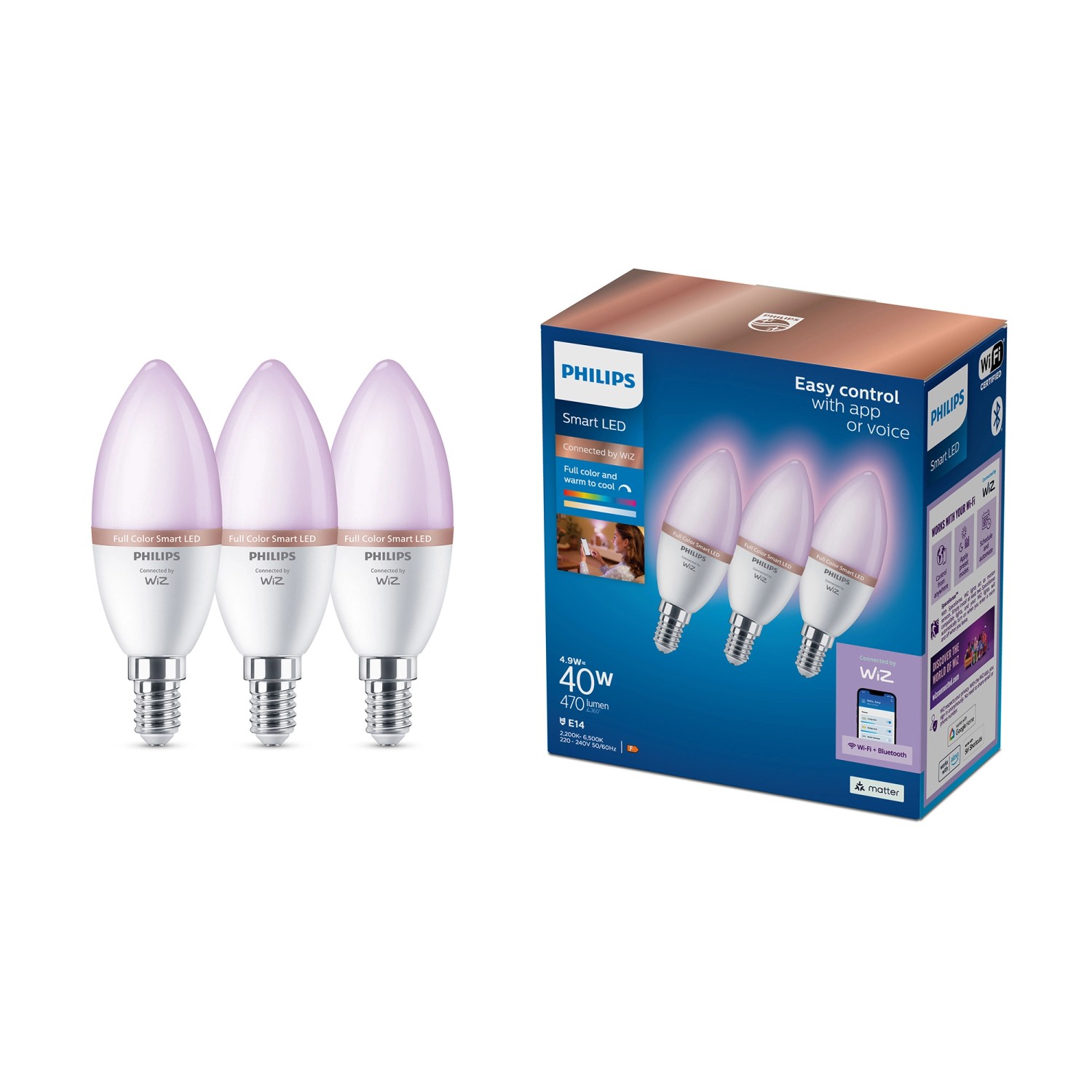 Philips Leuchtmittel E14 Kerzenform 2.200 K 470 lm 5 W 3er Set