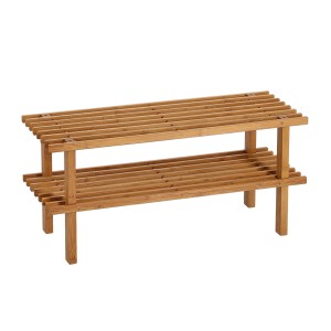 Zeller Schuhregal aus Bambus mit 2 Ablagen, 70x26x30 cm.