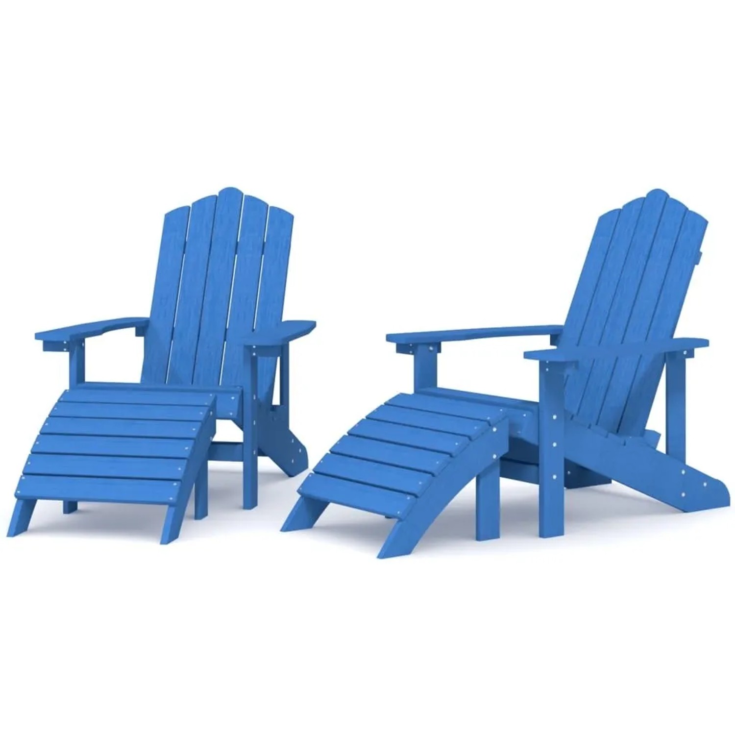 Furnicato Adirondack-gartenstühle 2 Stk Mit Hockern Hdpe Aquamarin