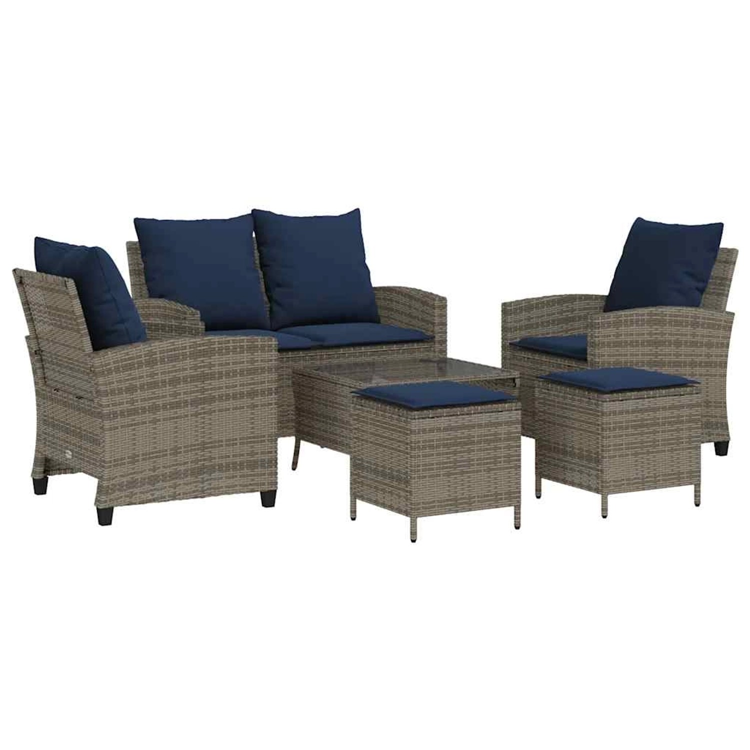vidaXL 6-Tlg Garten-Sofagarnitur mit Kissen Grau Poly Rattan 3324584 günstig online kaufen