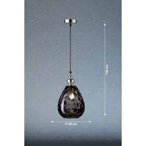 Fischer & Honsel Pendelleuchte Uller mit Rauchglas, Durchmesser 20cm, für E27 Leuchtmittel