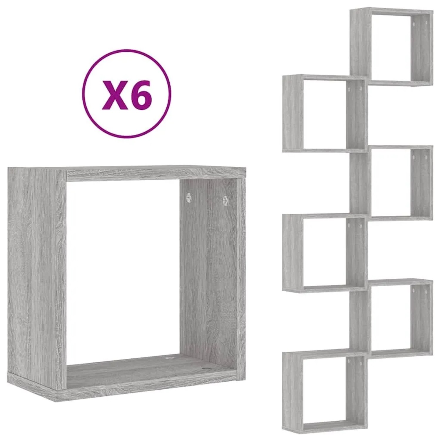 vidaXL Würfelregale 6 Stk Grau Sonoma 30x15x30 cm 815884