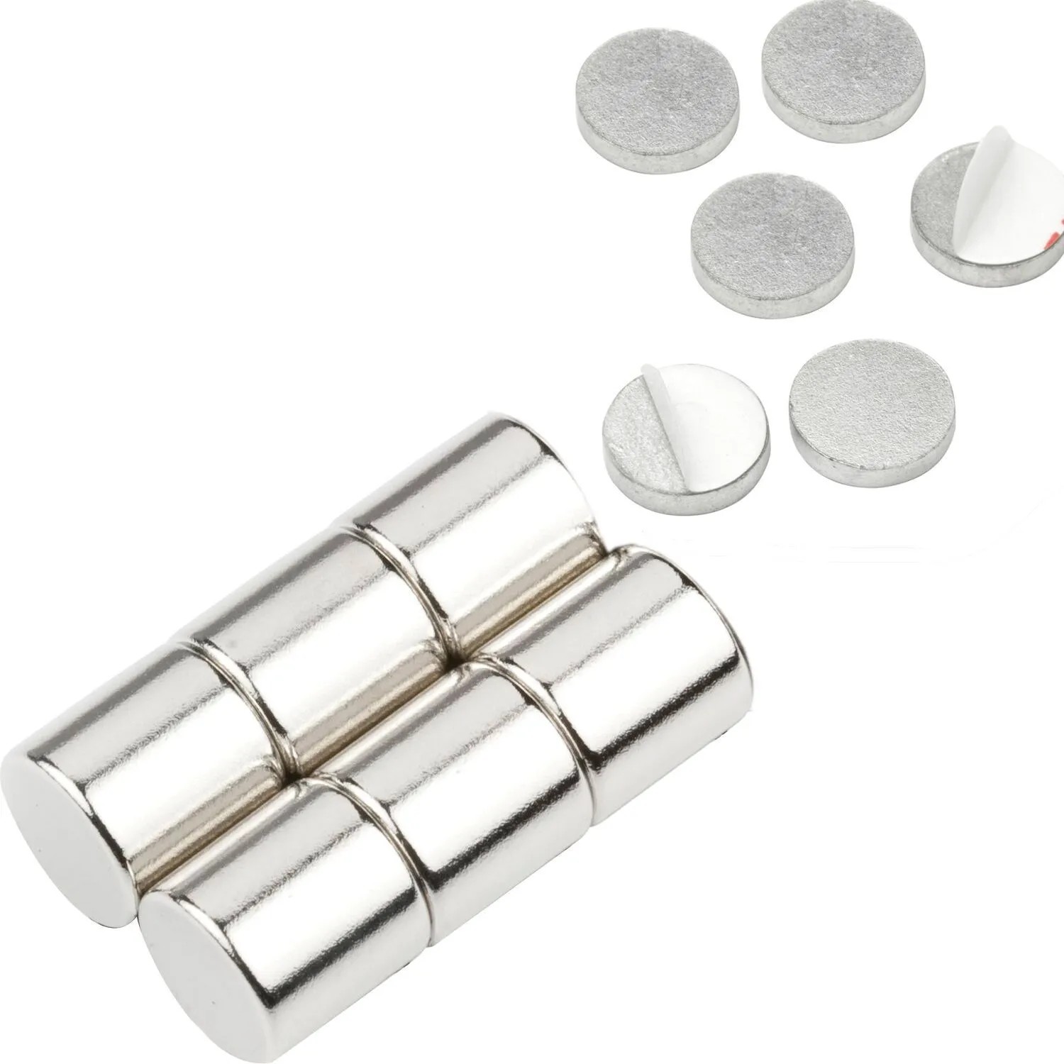 vasalat Neodym-Magnete Rund Ø 10 mm mit Metallscheibe Selbstklebend 12-teilig