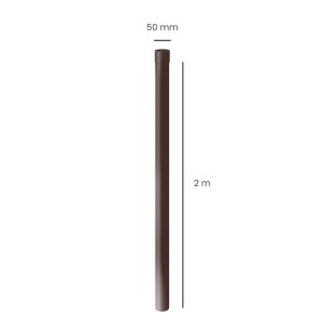 Dunkelbraunes PVC Fallrohr DN 50, 2m lang, für Dachentwässerung. Robust und witterungsbeständig.