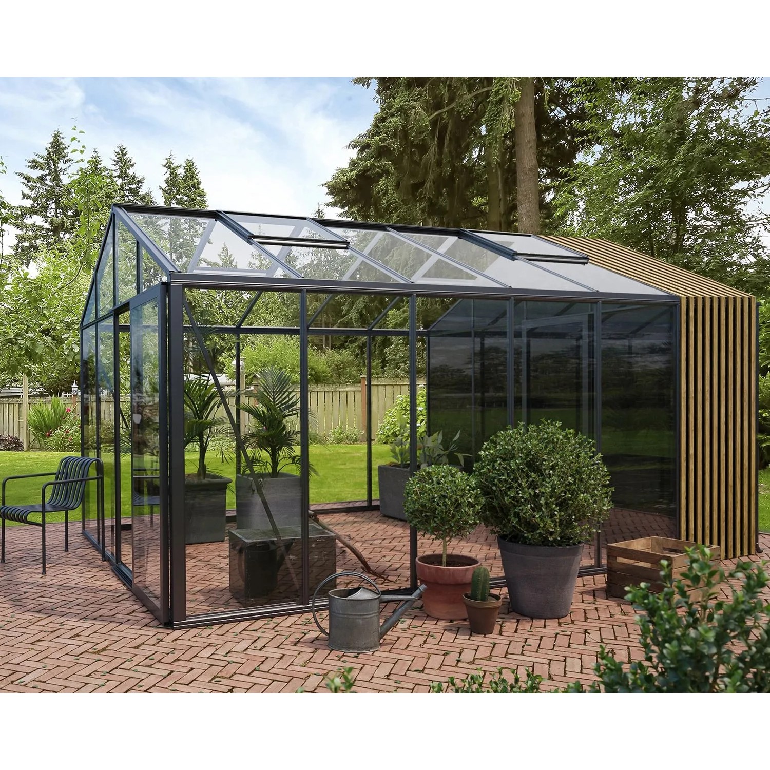 Bloomcabin Premium-Qualität Gewächshaus Klassik mit Kleinem Integriertem Stauraum mit Accoya-Fusion GHCSSAF12