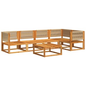 vidaXL 6-Tlg Gartensofa-Set mit Kissen Holz Akazie & Seil 3278852