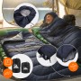 Dunkelblauer ECD Germany Schlafsack Outdoor für Camping, 210x72 cm, mit Kapuze und Packsack.