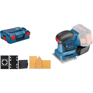 Bosch Professional Akku-Schwingschleifer GSS 18 V-10 mit L-Boxx und Zubehör.