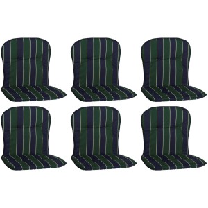 6er-Set Beo Sitzauflagen für Niedriglehner, grün-blau gestreift.