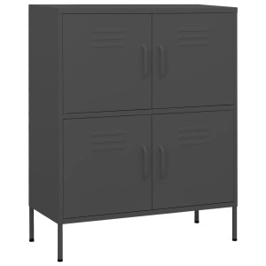 Anthrazitfarbener vidaXL Lagerschrank aus Stahl, 80x35x101,5 cm, mit vier Türen. Ideal für Büro.