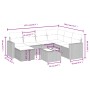 vidaXL Garten-Sofagarnitur, 8-teilig, schwarz, Poly Rattan mit Kissen. Gartenmöbel Set mit Tisch und Polstern.