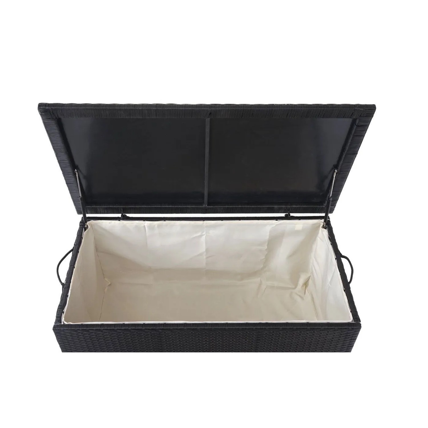 Proregal Poly-Rattan Kissenbox HxBxT 63x135x52cm Premium Schwarz 320L Gartentruhe Auflagenbox Truhe_4