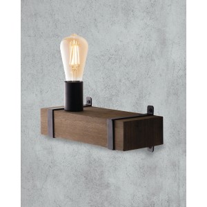 Rustikale Wandleuchte Texas von Luce Design in Braun mit E27-Fassung. Ideal für Landhaus- oder Industrie-Stil.