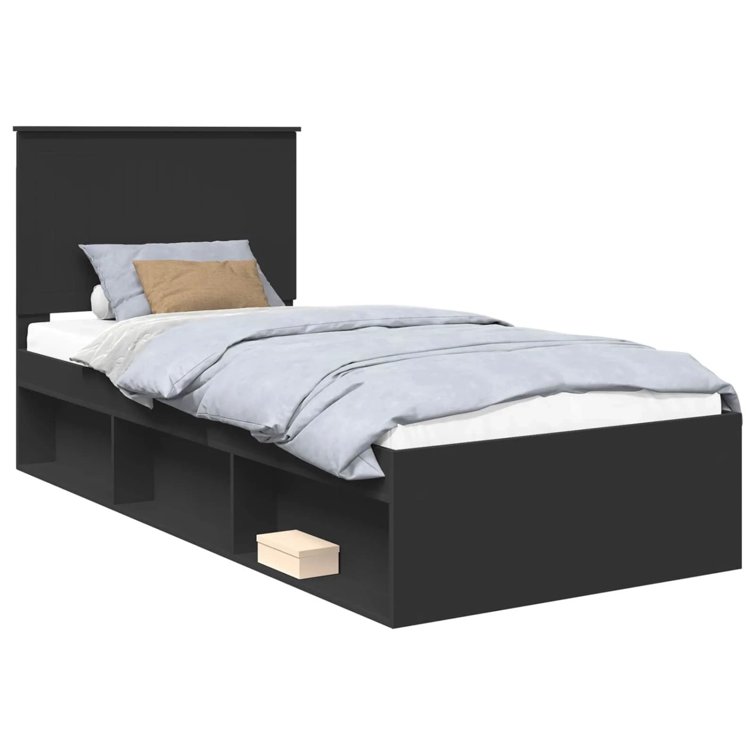 vidaXL Bettrahmen Schwarz 90 x 200 cm Massives Kiefernholz 3411056