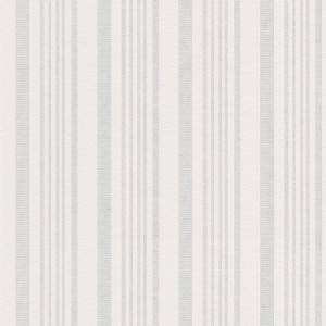 Gestreifte, überstreichbare Vliestapete in Weiß und Grau. Ideal für Wohnzimmer und andere Räume.