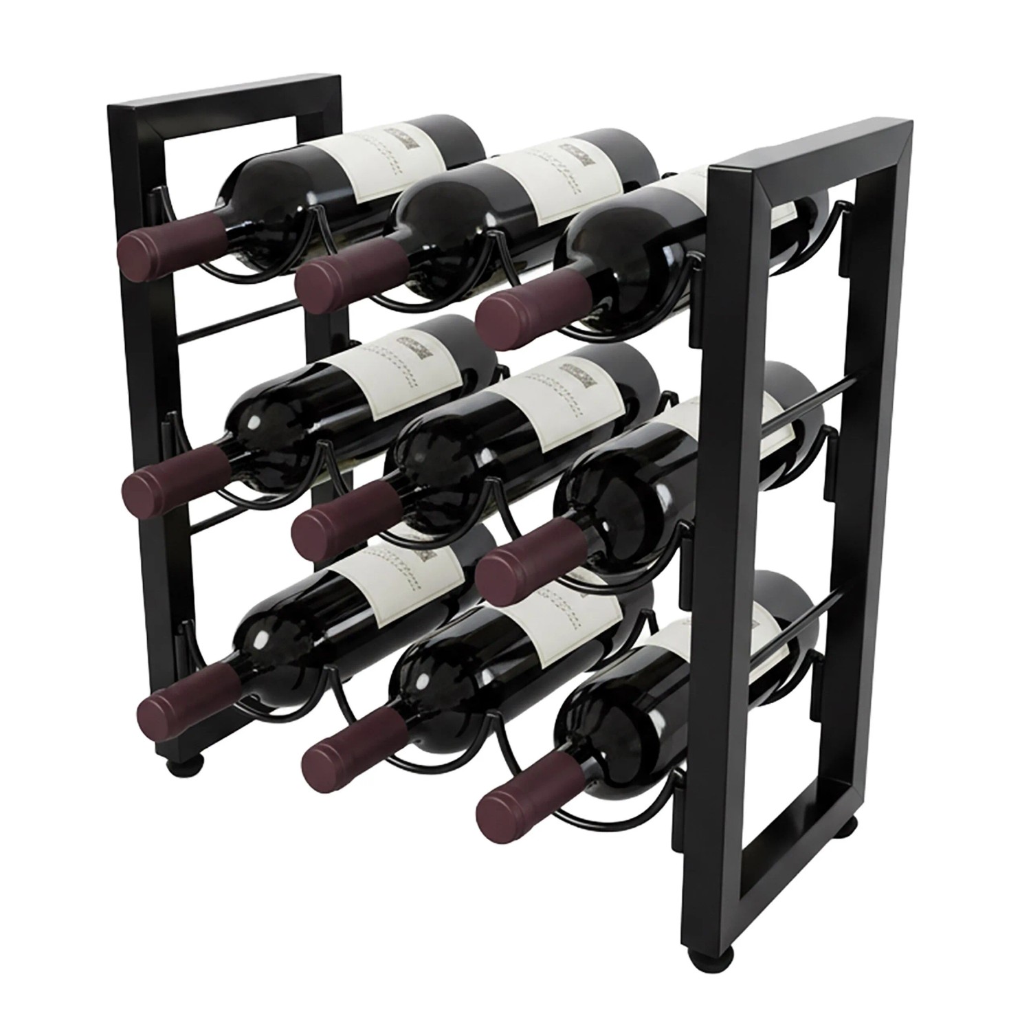 Relaxdays Weinregal Stahl Schwarz für 9 Flaschen Höhenverstellbar 36 cm x 35 cm x 17 cm 1,4 kg