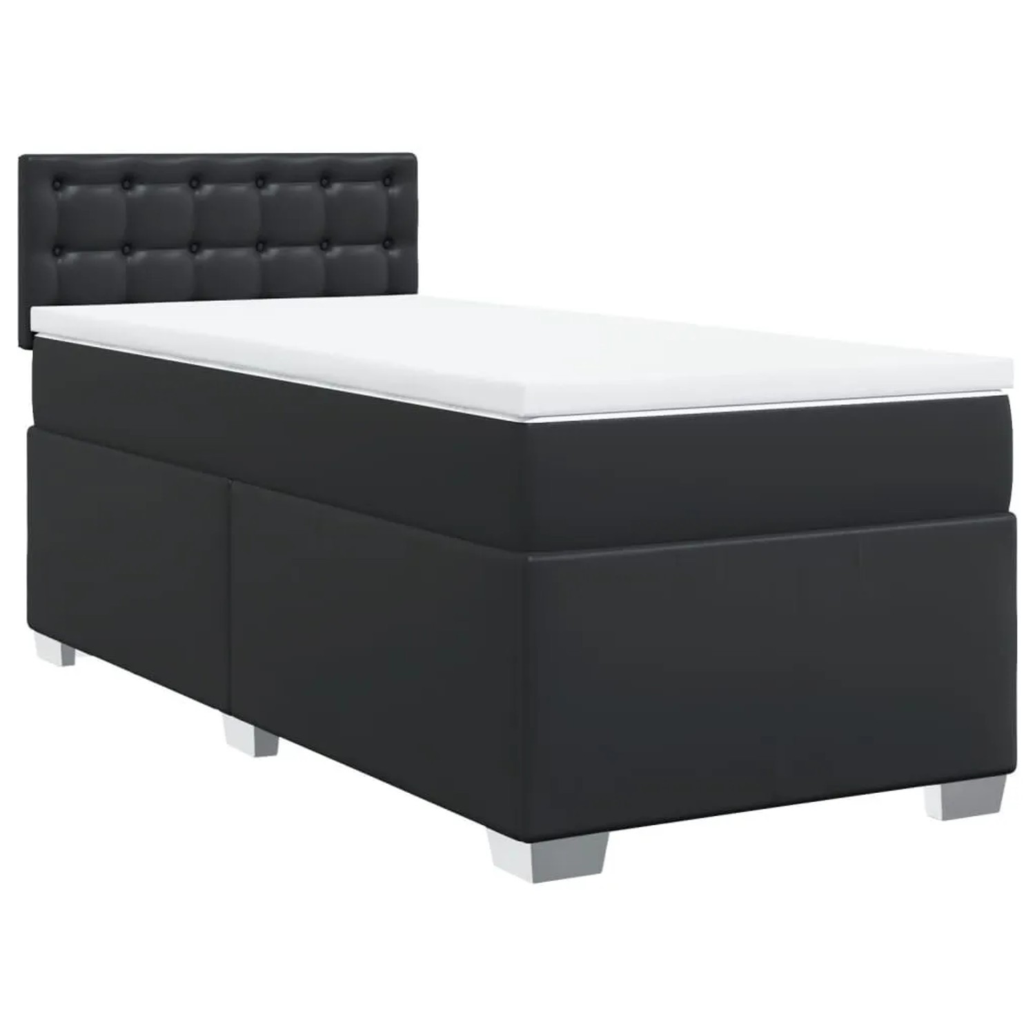 vidaXL Boxspringbett mit Matratze Schwarz 80x200 cm Kunstleder 3286096