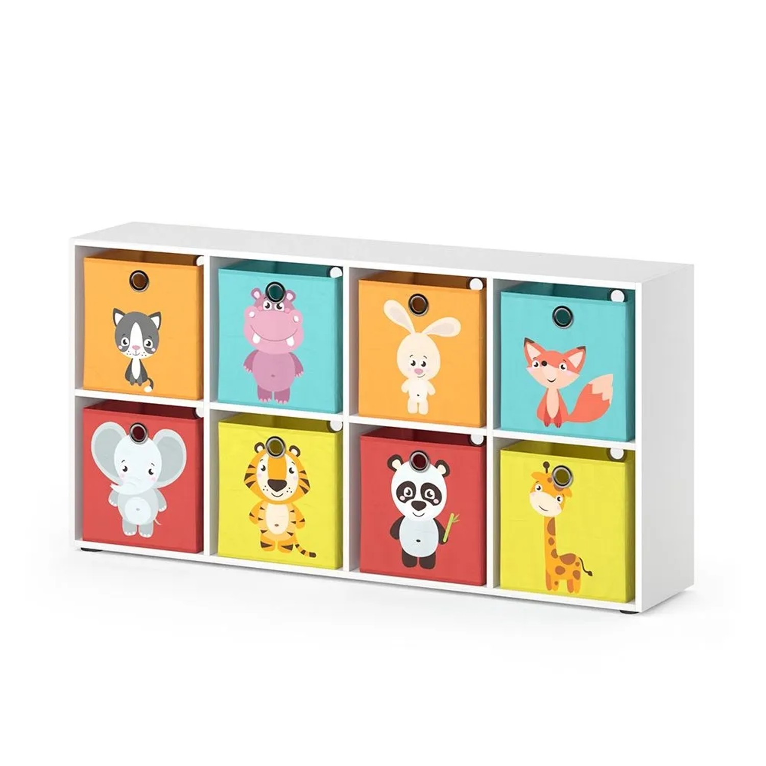 Vicco Kinderregal Scutum Weiß 143 x 72 mit 8 Faltboxen Art Nr 37030