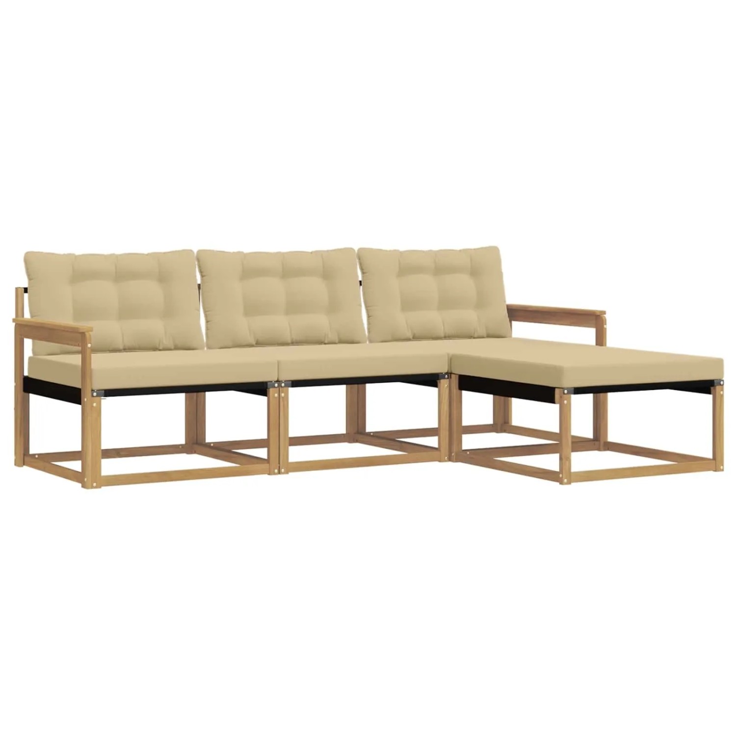 vidaXL Outdoor-Sofagarnitur mit Kissen 4 Stk Weiß und Beige 3388559