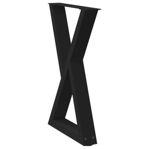 Schwarze vidaXL Esstisch Beine (2 Stk.) aus Stahl, X-Form, für Esstische und Schreibtische.