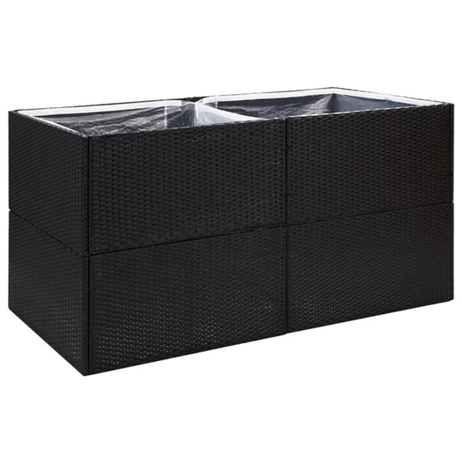 vidaXL Pflanzkübel Schwarz 157x80x80 cm Poly Rattan 1097367