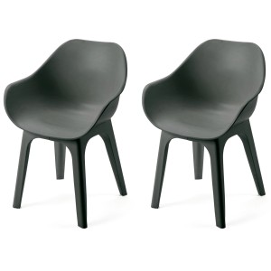 Best Freizeitmöbel Schalensessel Split 2er-Set, graue Gartenstühle aus Kunststoff.