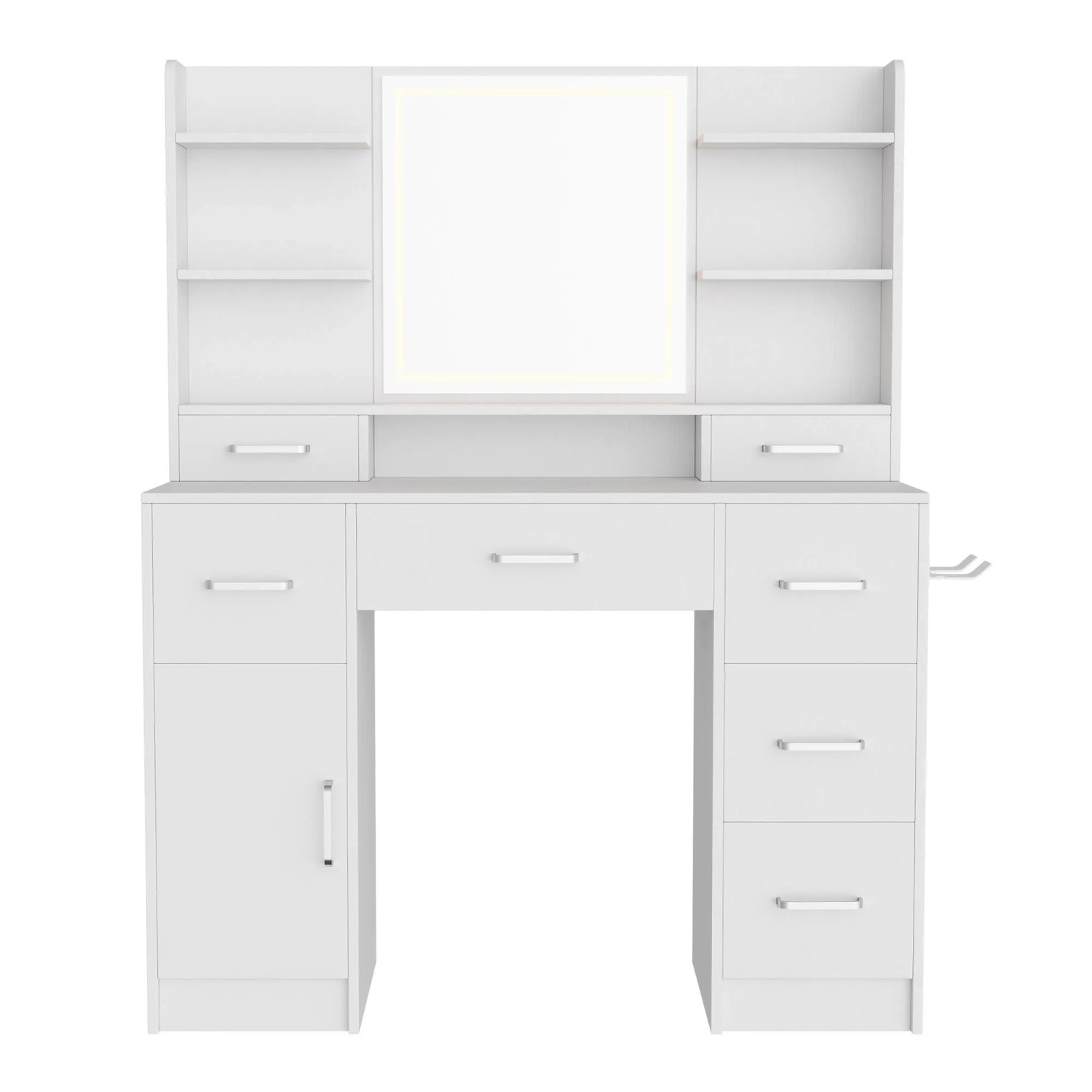 PXloue Schminktisch 40x110x140cm mit Spiegel Schubladen Verstellbare LED-Beleuchtung Weiß
