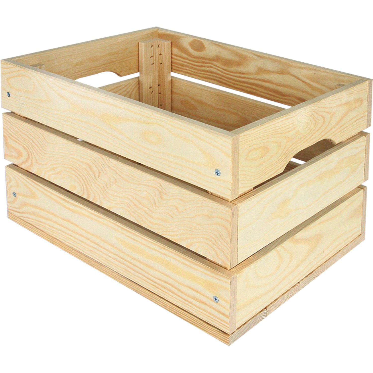 Holz-Allzweckkiste XL, unbehandelt, mit Tragegriffen. Ideal zur Aufbewahrung.