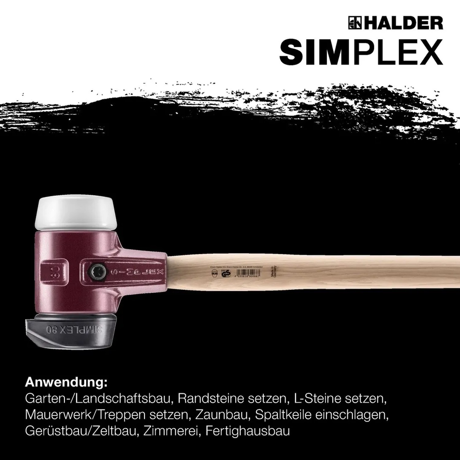 Halder Simplex Vorschlaghammer Ø 60 mm Gummi   Superplastik mit Standfuß und Termpergussgehäuse_4