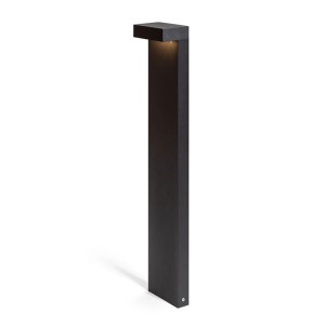 Schwarze Rendl Gardien 65 Außenleuchte aus Aluminiumdruckguss, freistehend, mit warmweißem LED-Licht nach unten.