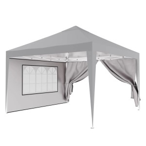 Graues 24MOVE Pavillon Seitenteil 2er Set (2x3m) mit Fenster und Reißverschluss.