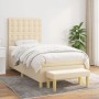 Cremefarbenes vidaXL Boxspringbett (80x200 cm) mit Matratze und Bank, Stoffbezug.