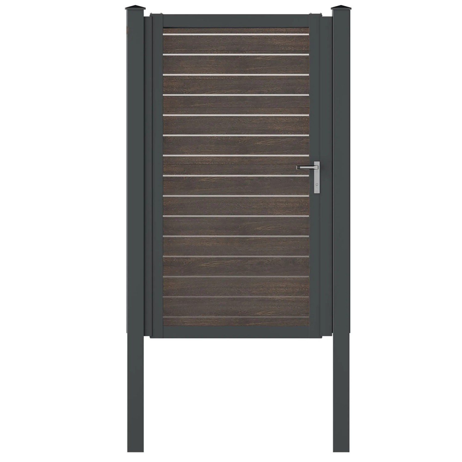 Vidual Gartentor Swing-pure Drückergarnitur 1,8 m x 1 m Dark Oak DIN L