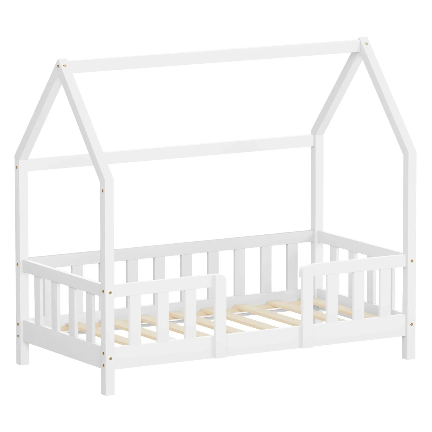 ML-Design Kinderbett 70x140 cm mit Rausfallschutz Weiß aus Kiefernholz
