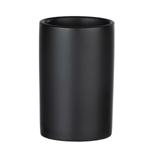 Wenko Zahnputzbecher Polaris, schwarz matt, aus Keramik, 7x11x7 cm.