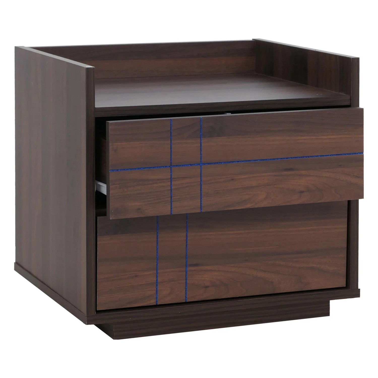 MCW Nachttisch P44 2 Schubladen MDF 43x48x41cm Walnuss-Optik