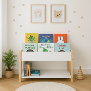 Relaxdays Kinderbücherregal Holzwerkstoff Kiefer Weiß Natur Kindgerecht 44 cm x 80 cm x 40 cm