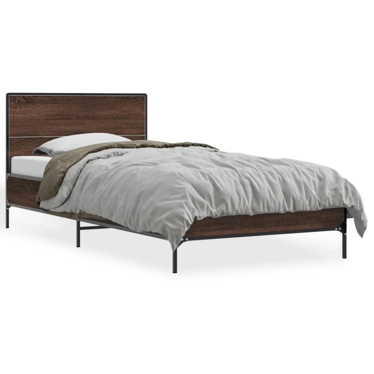 vidaXL Bettgestell Braun Eichen-Optik 90x190 cm Holzwerkstoff Metall 845566 günstig online kaufen