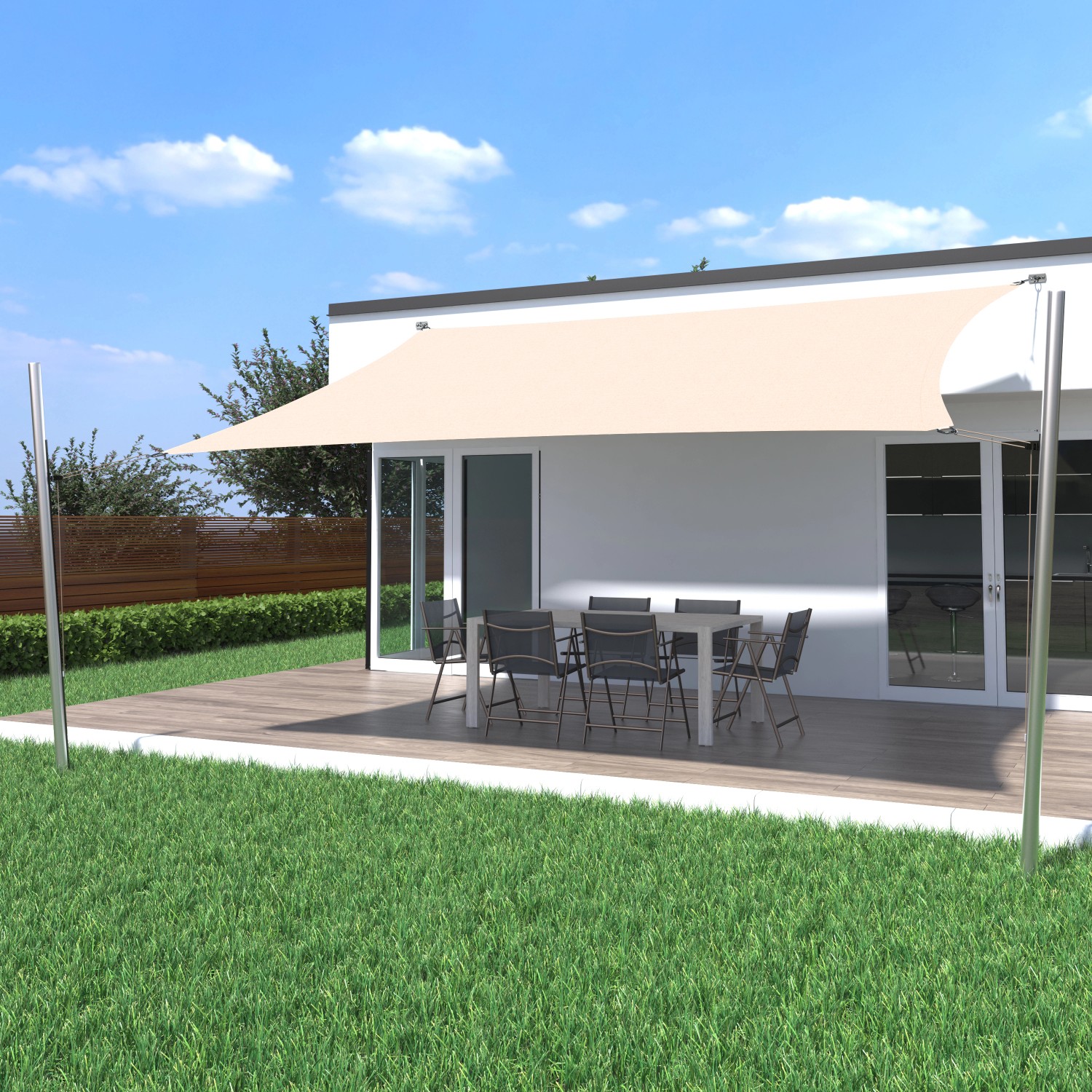 Toldoro Sonnensegel Komplettset 5x3,5m UPF50+ mit Befestigungsmaterial
