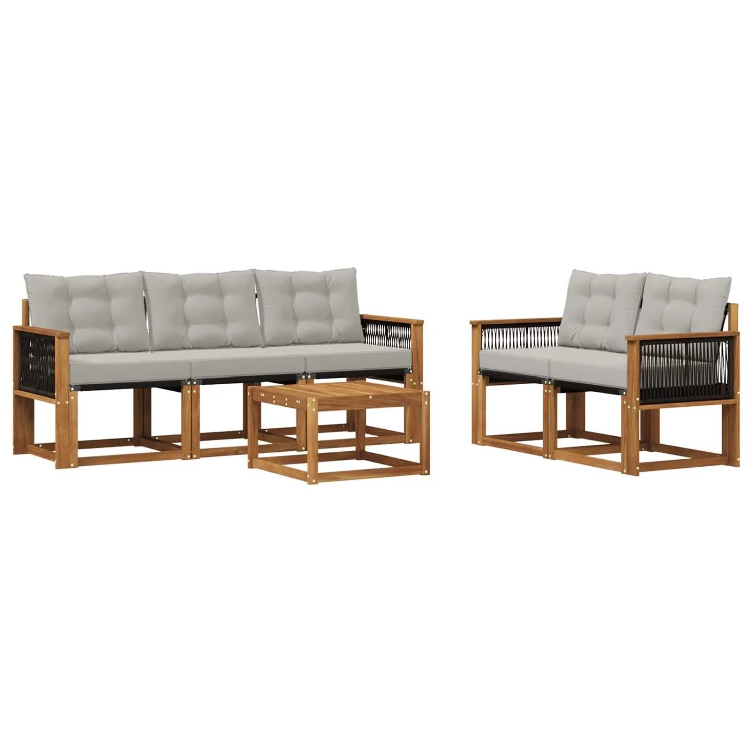 vidaXL Outdoor-Sofagarnitur mit Kissen 6 Stk Natur und Hellgrau 3381775
