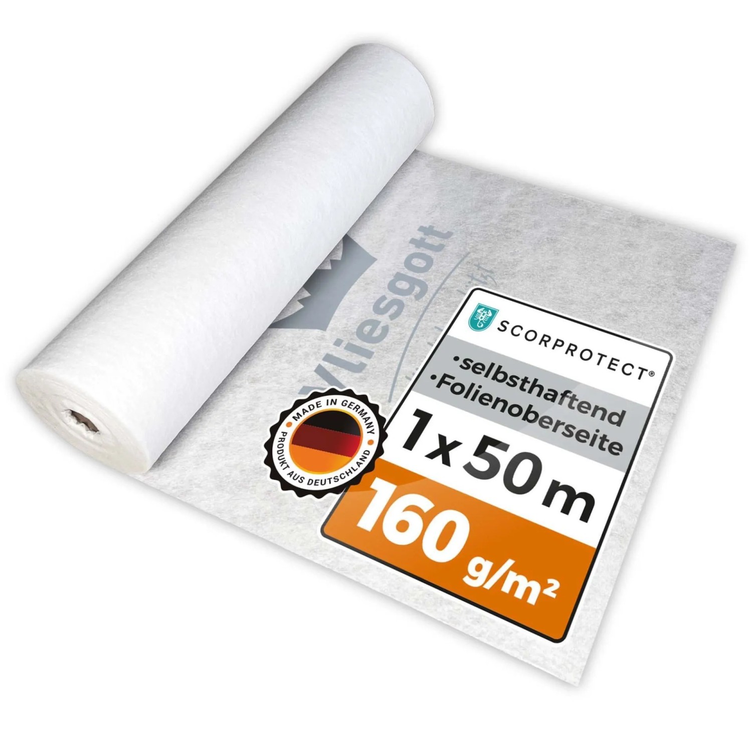 Scorprotect BSV Boden Und Treppenschutzvlies Vliesgott Selbsthaftend 1 M x 50 M 160 G M²