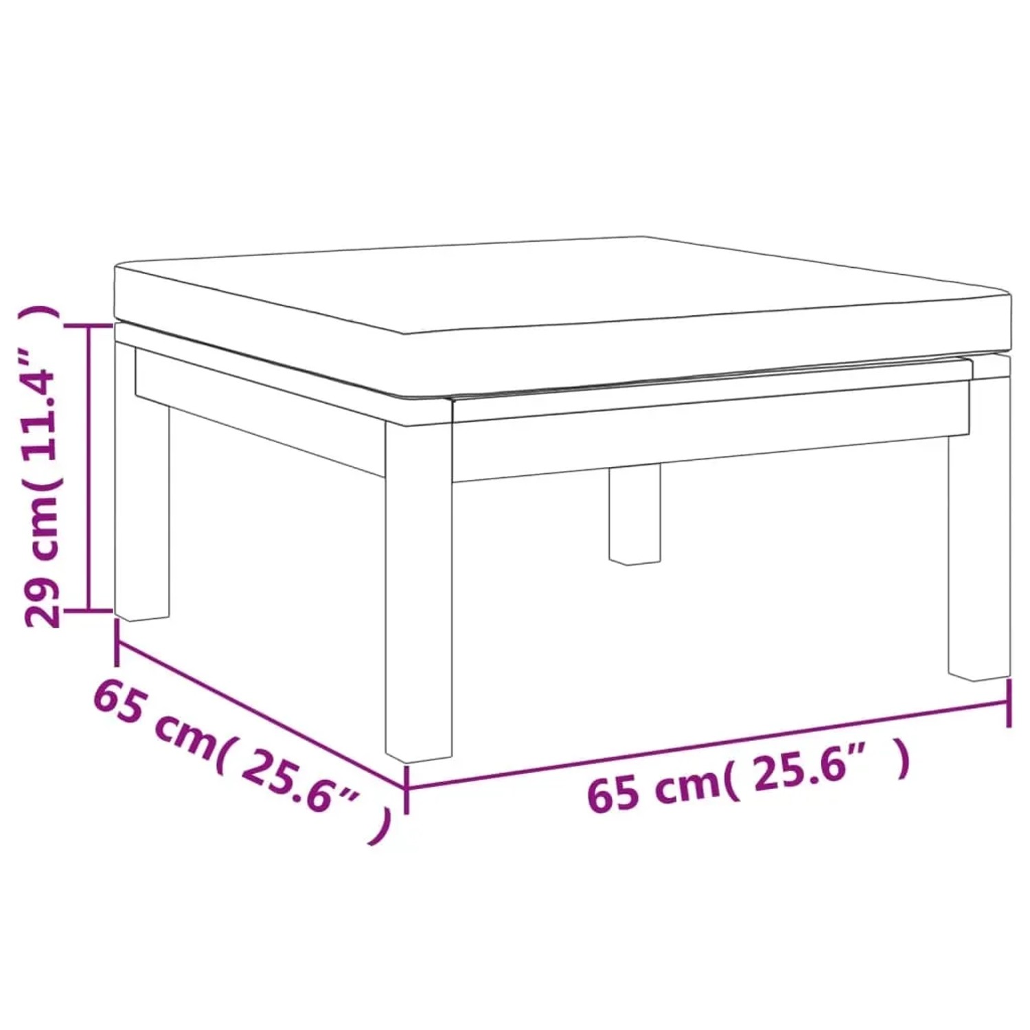 vidaXL Gartenmöbel: Lounge-Set aus Akazie mit dunkelgrauen Auflagen, Maße 65x65x29 cm.