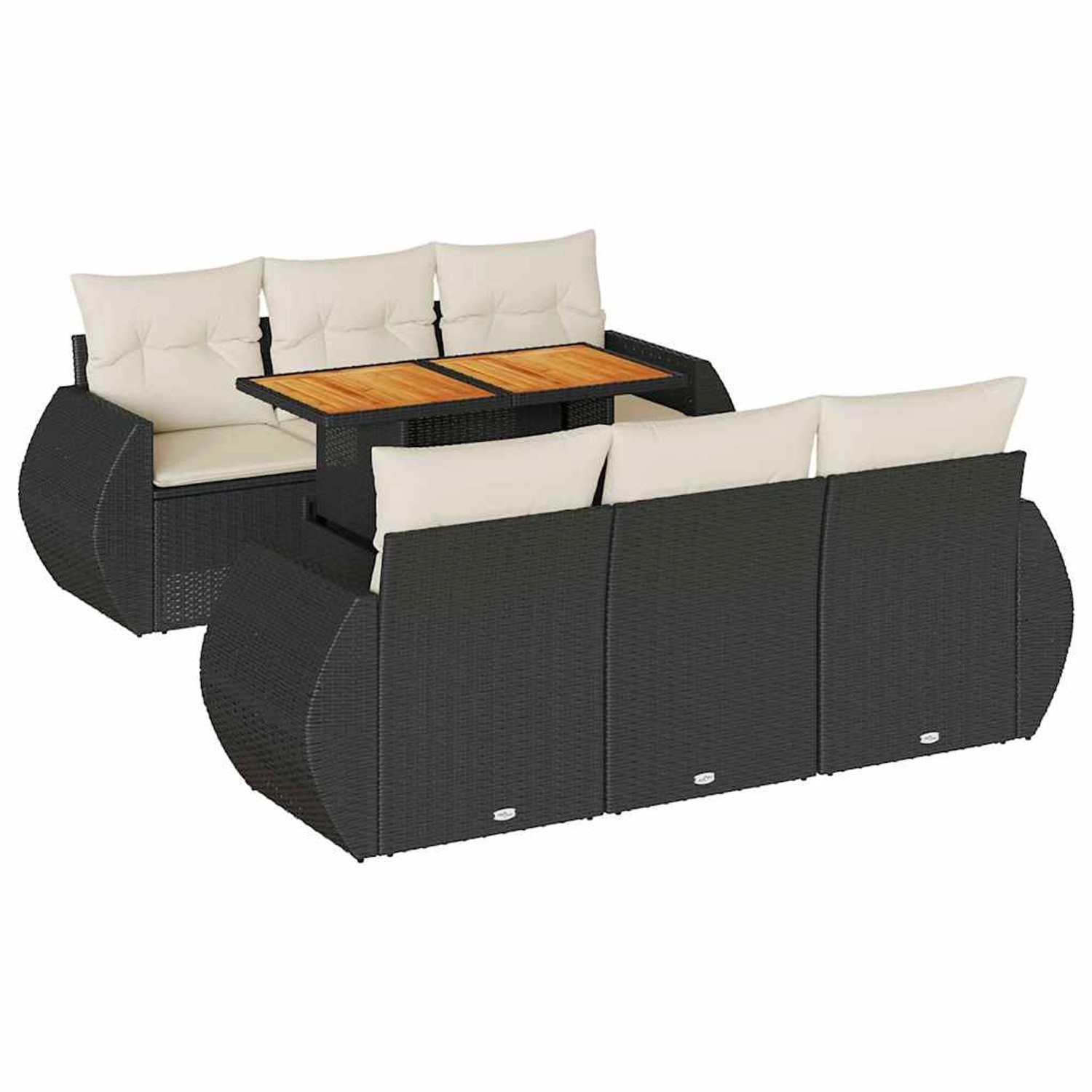 vidaXL 7-Tlg Garten-Sofagarnitur mit Kissen Schwarz Poly Rattan 3327220 günstig online kaufen