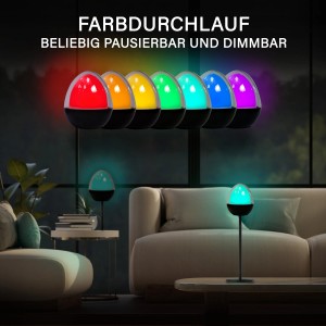 MegaLight LED-Akku-Tischleuchte Ovo Pur RGBW Dimmbar 35 cm x Ø 10 cm
