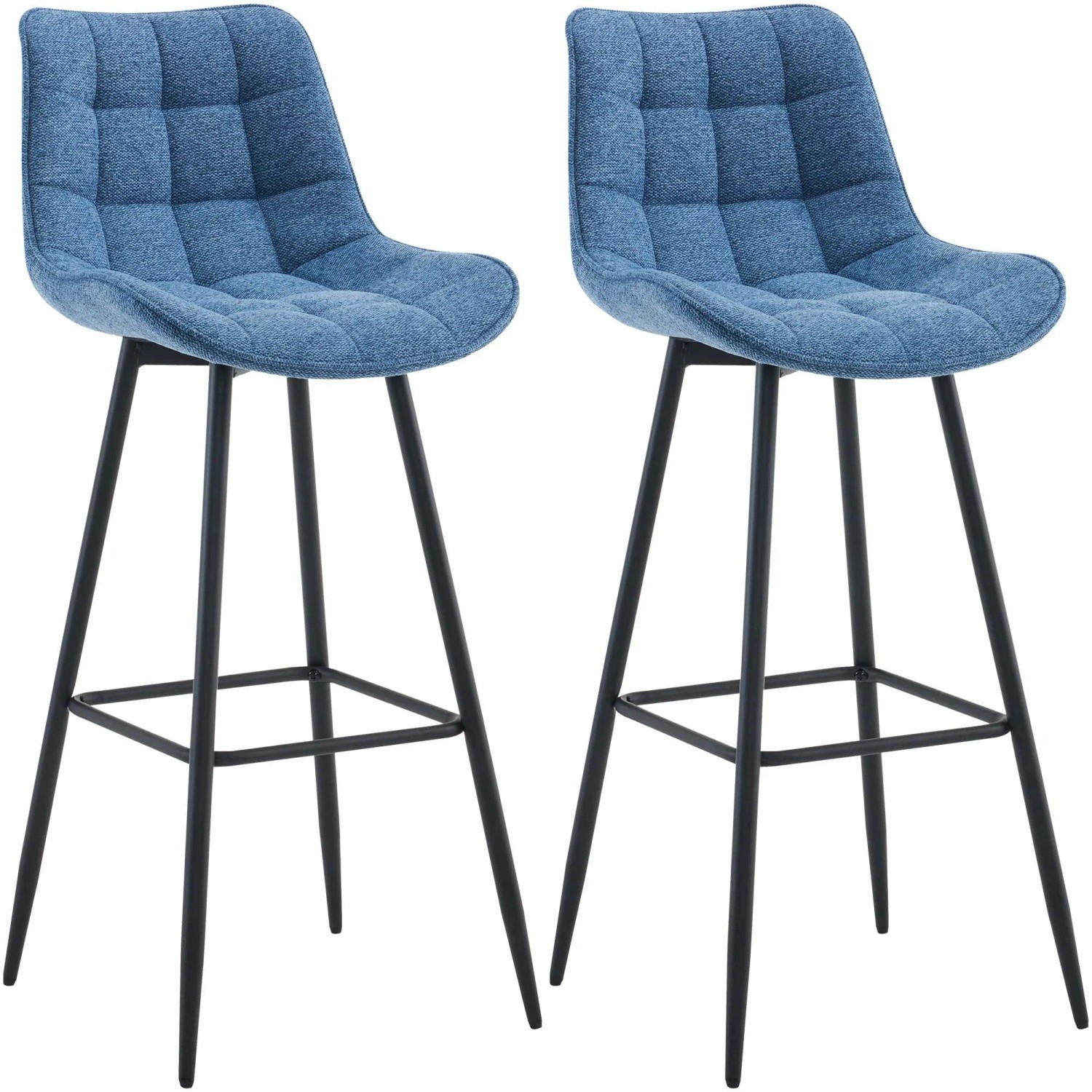 CLP 2er Set Barhocker Dartford blau/Stoff