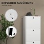 Weißer HOMCOM Schuhschrank aus Spanplatte mit drei Fächern und Kippschutz.