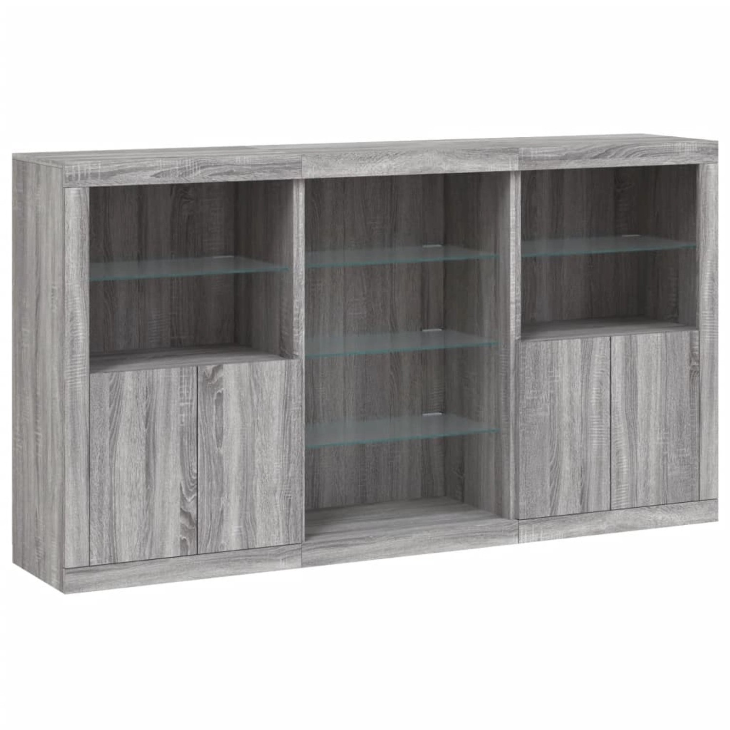 vidaXL Sideboard mit LED-Leuchten Grau Sonoma 181,5x37x100 cm 3209182 günstig online kaufen
